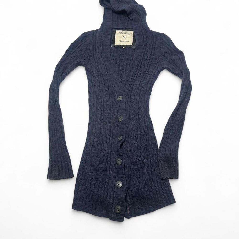 Abercrombie & Fitch Women’s Vintage Navy Blue Fitted Cardigan Button Up Size M
